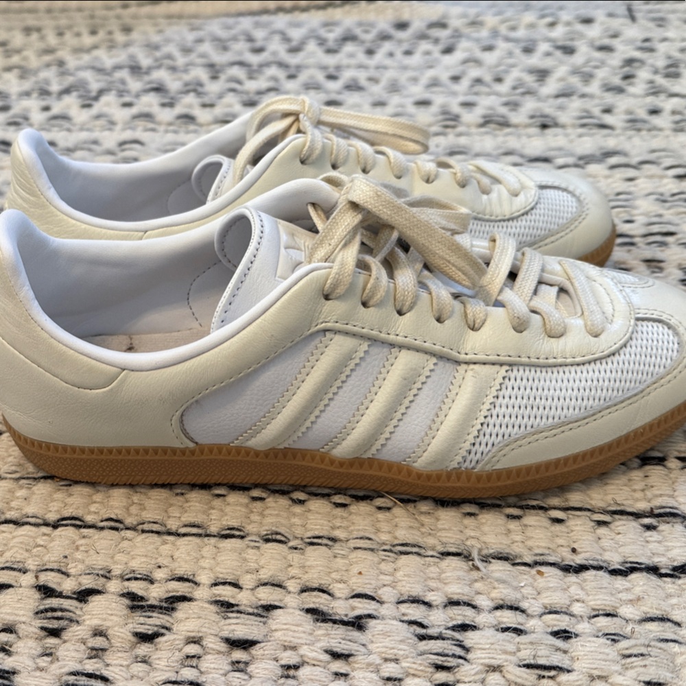 Adidas Sambas Classic White Sneakers with Tan Sole